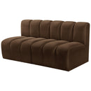  Manufacturer Color_Brown -- Arc 60" Brown Velvet Upholstered 2 pc Modular Sectional IMAGE 6