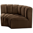  Manufacturer Color_Brown -- Arc 60" Brown Velvet Upholstered 2 pc Modular Sectional IMAGE 5