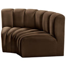 Meridian Arc Brown Velvet 2 pc Modular Sectional IMAGE 5