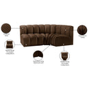  Manufacturer Color_Brown -- Arc 84" Brown Velvet Upholstered 3 pc Modular Sectional IMAGE 10