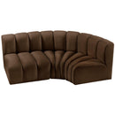  Manufacturer Color_Brown -- Arc 84" Brown Velvet Upholstered 3 pc Modular Sectional IMAGE 4