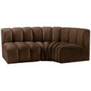  Manufacturer Color_Brown -- Arc 84" Brown Velvet Upholstered 3 pc Modular Sectional IMAGE 5