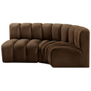  Manufacturer Color_Brown -- Arc 84" Brown Velvet Upholstered 3 pc Modular Sectional IMAGE 6