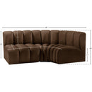  Manufacturer Color_Brown -- Arc 84" Brown Velvet Upholstered 3 pc Modular Sectional IMAGE 9