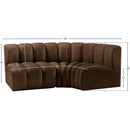 Meridian Arc Brown Velvet 3 pc Modular Sectional IMAGE 9