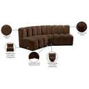  Manufacturer Color_Brown -- Arc 86" Brown Velvet Upholstered 3 pc Modular Sectional IMAGE 10