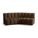  Manufacturer Color_Brown -- Arc 86" Brown Velvet Upholstered 3 pc Modular Sectional IMAGE 1
