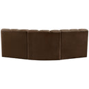  Manufacturer Color_Brown -- Arc 86" Brown Velvet Upholstered 3 pc Modular Sectional IMAGE 3