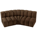  Manufacturer Color_Brown -- Arc 86" Brown Velvet Upholstered 3 pc Modular Sectional IMAGE 4