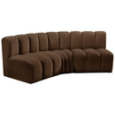  Manufacturer Color_Brown -- Arc 86" Brown Velvet Upholstered 3 pc Modular Sectional IMAGE 5