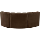  Manufacturer Color_Brown -- Arc 80" Brown Velvet Upholstered 3 pc Modular Sectional IMAGE 3