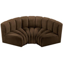  Manufacturer Color_Brown -- Arc 80" Brown Velvet Upholstered 3 pc Modular Sectional IMAGE 4