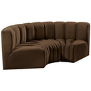 Manufacturer Color_Brown -- Arc 80" Brown Velvet Upholstered 3 pc Modular Sectional IMAGE 5