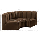  Manufacturer Color_Brown -- Arc 80" Brown Velvet Upholstered 3 pc Modular Sectional IMAGE 8