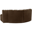  Manufacturer Color_Brown -- Arc 70" Brown Velvet Upholstered 3 pc Modular Sectional IMAGE 3
