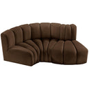  Manufacturer Color_Brown -- Arc 70" Brown Velvet Upholstered 3 pc Modular Sectional IMAGE 4