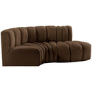  Manufacturer Color_Brown -- Arc 70" Brown Velvet Upholstered 3 pc Modular Sectional IMAGE 5