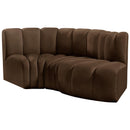  Manufacturer Color_Brown -- Arc 70" Brown Velvet Upholstered 3 pc Modular Sectional IMAGE 6