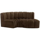  Manufacturer Color_Brown -- Arc 70" Brown Velvet Upholstered 3 pc Modular Sectional IMAGE 8