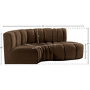  Manufacturer Color_Brown -- Arc 70" Brown Velvet Upholstered 3 pc Modular Sectional IMAGE 9