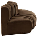  Manufacturer Color_Brown -- Arc 77" Brown Velvet Upholstered 3 pc Modular Sectional IMAGE 5
