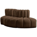  Manufacturer Color_Brown -- Arc 77" Brown Velvet Upholstered 3 pc Modular Sectional IMAGE 7