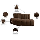  Manufacturer Color_Brown -- Arc 77" Brown Velvet Upholstered 3 pc Modular Sectional IMAGE 9