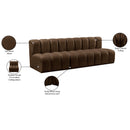  Manufacturer Color_Brown -- Arc 89.5" Brown Velvet Upholstered 3 pc Modular Sectional IMAGE 10