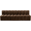 Manufacturer Color_Brown -- Arc 89.5" Brown Velvet Upholstered 3 pc Modular Sectional IMAGE 6