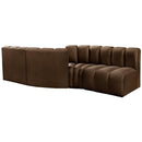  Manufacturer Color_Brown -- Arc 108" Brown Velvet Upholstered 4 pc Modular Sectional IMAGE 3