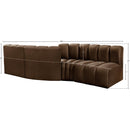  Manufacturer Color_Brown -- Arc 108" Brown Velvet Upholstered 4 pc Modular Sectional IMAGE 8