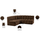  Manufacturer Color_Brown -- Arc 103" Brown Velvet Upholstered 4 pc Modular Sectional IMAGE 11