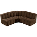  Manufacturer Color_Brown -- Arc 103" Brown Velvet Upholstered 4 pc Modular Sectional IMAGE 4