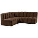  Manufacturer Color_Brown -- Arc 103" Brown Velvet Upholstered 4 pc Modular Sectional IMAGE 5
