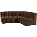  Manufacturer Color_Brown -- Arc 103" Brown Velvet Upholstered 4 pc Modular Sectional IMAGE 6