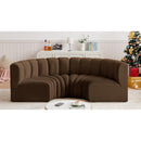  Manufacturer Color_Brown -- Arc 88" Brown Velvet Upholstered 4 pc Modular Sectional IMAGE 2