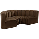  Manufacturer Color_Brown -- Arc 88" Brown Velvet Upholstered 4 pc Modular Sectional IMAGE 5