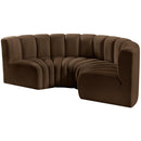  Manufacturer Color_Brown -- Arc 88" Brown Velvet Upholstered 4 pc Modular Sectional IMAGE 6
