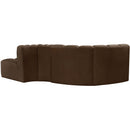  Manufacturer Color_Brown -- Arc 104" Brown Velvet Upholstered 4 pc Modular Sectional IMAGE 3