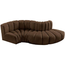  Manufacturer Color_Brown -- Arc 104" Brown Velvet Upholstered 4 pc Modular Sectional IMAGE 4