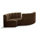  Manufacturer Color_Brown -- Arc 102" Brown Velvet Upholstered 4 pc Modular Sectional IMAGE 1