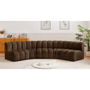  Manufacturer Color_Brown -- Arc 133" Brown Velvet Upholstered 5 pc Modular Sectional IMAGE 2