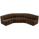  Manufacturer Color_Brown -- Arc 133" Brown Velvet Upholstered 5 pc Modular Sectional IMAGE 4