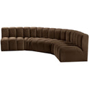  Manufacturer Color_Brown -- Arc 133" Brown Velvet Upholstered 5 pc Modular Sectional IMAGE 6
