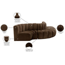  Manufacturer Color_Brown -- Arc 122" Brown Velvet Upholstered 5 pc Modular Sectional IMAGE 11