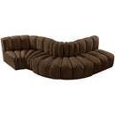  Manufacturer Color_Brown -- Arc 122" Brown Velvet Upholstered 5 pc Modular Sectional IMAGE 4