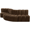  Manufacturer Color_Brown -- Arc 122" Brown Velvet Upholstered 5 pc Modular Sectional IMAGE 6