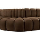  Manufacturer Color_Brown -- Arc 122" Brown Velvet Upholstered 5 pc Modular Sectional IMAGE 9