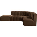 Meridian Arc Brown Velvet 5 pc Modular Sectional IMAGE 11