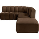  Manufacturer Color_Brown -- Arc 127" Brown Velvet Upholstered 5 pc Modular Sectional IMAGE 12
